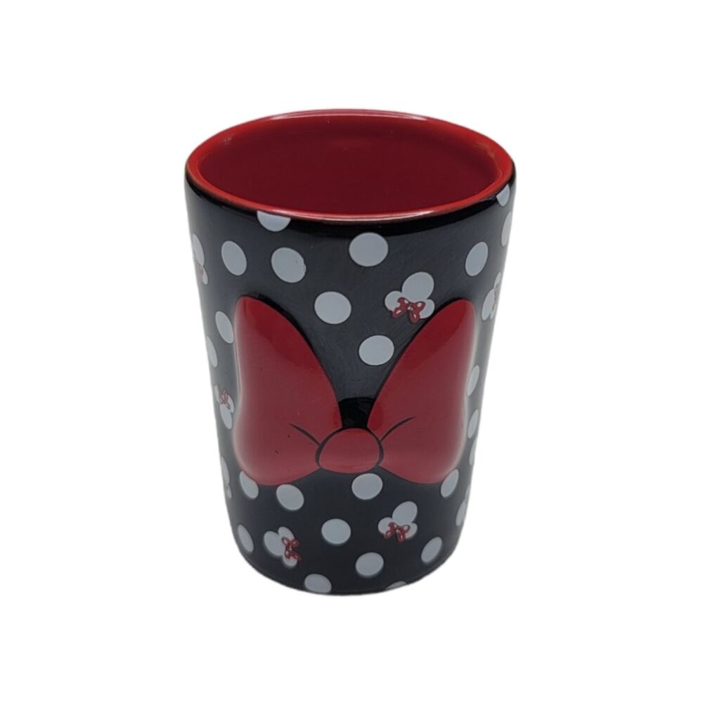 Disney Parks Minnie Mouse Bow Polka Dot Shot Glass Red Black White